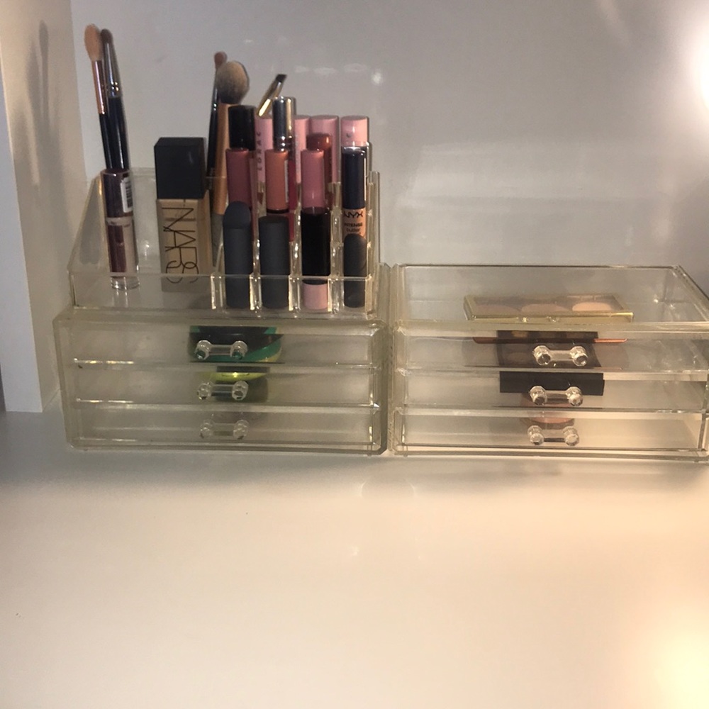 3 ACRYLIC MAKEUP ORGANIZERS (sold as one)